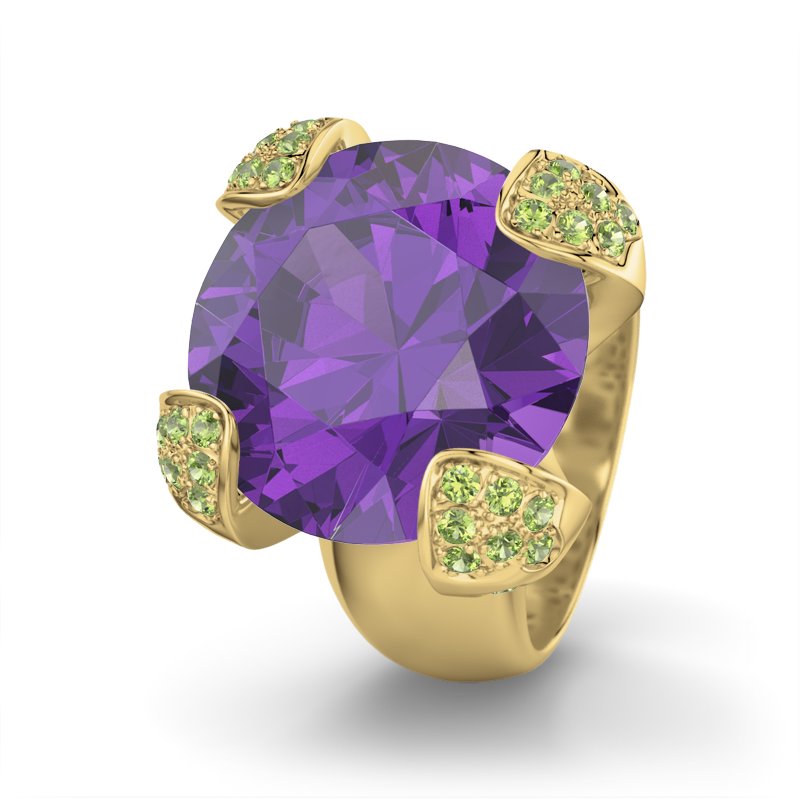 Amethyst Gelbgoldring Heike, Gelbgold 375, von vorn
