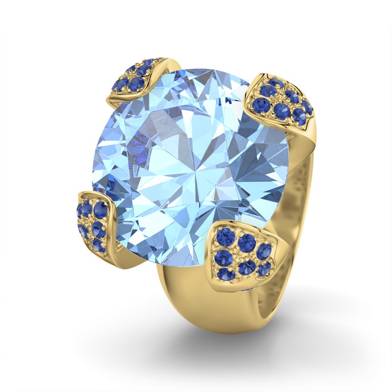 Blauer Topas Gelbgoldring Heike, Gelbgold 375, von vorn