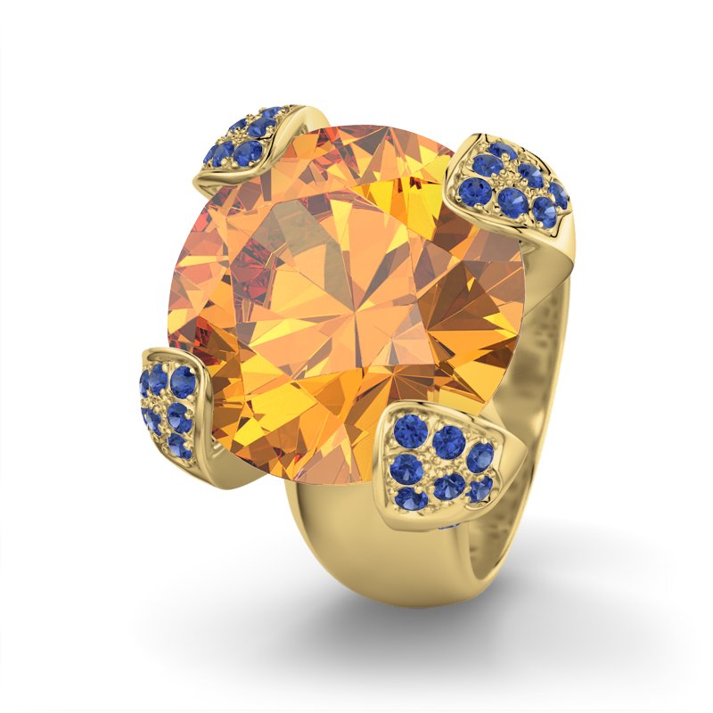 Citrin Gelbgoldring Heike, Gelbgold 375, von vorn