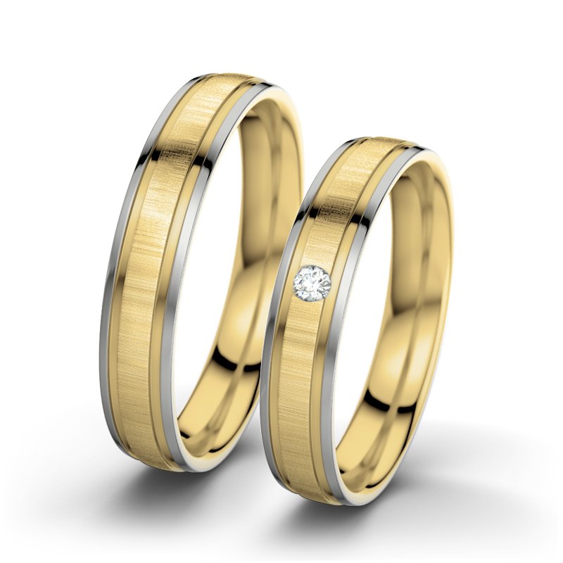 Diamantring Hera F4, Gelbgold 375 quermatt, von vorn