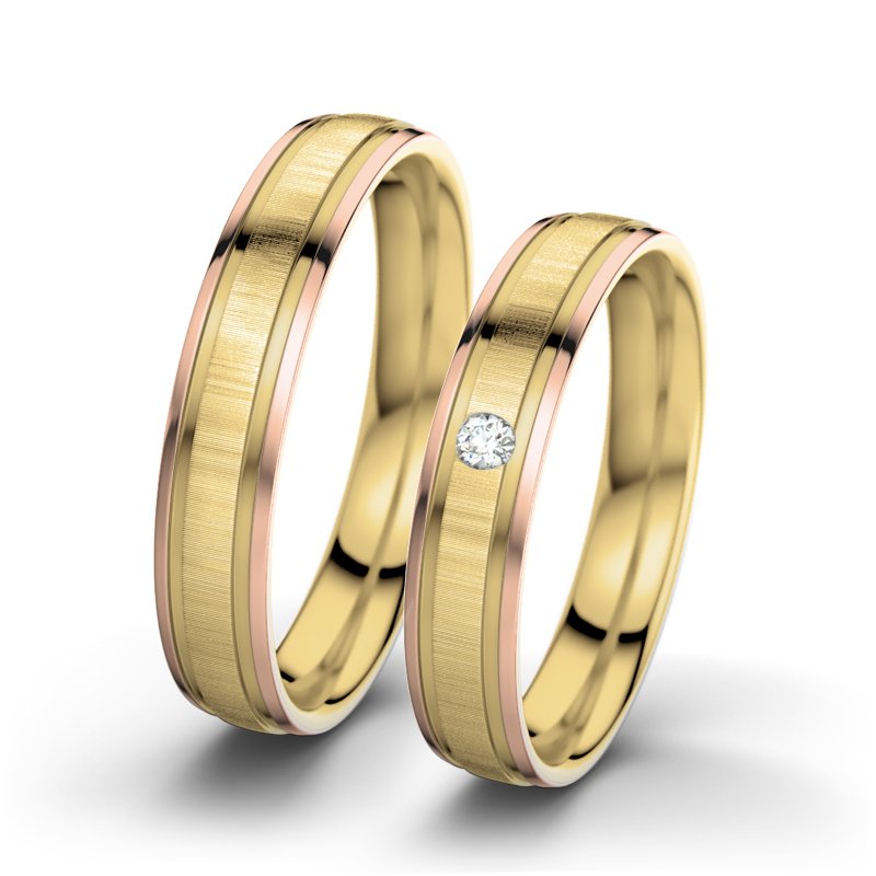 Diamantring Hera F4, Gelbgold 585 quermatt, von vorn