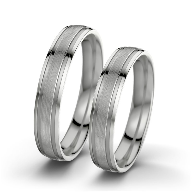 Kein Stein Palladium längsmattring Hera F4, Palladium 950 längsmatt, von vorn