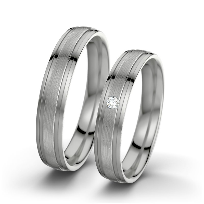 Diamantring Hera F4, Platinum 600 längsmatt, von vorn