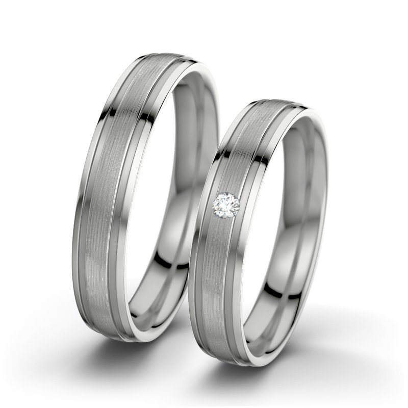 Diamantring Hera F4, Platinum 950 längsmatt, von vorn