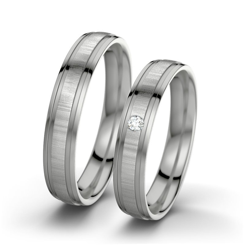 Diamantring Hera F4, Platinum 950 quermatt, von vorn