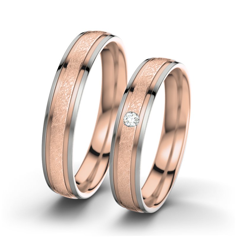 Diamantring Hera F4, Rotgold 375 eismatt, von vorn