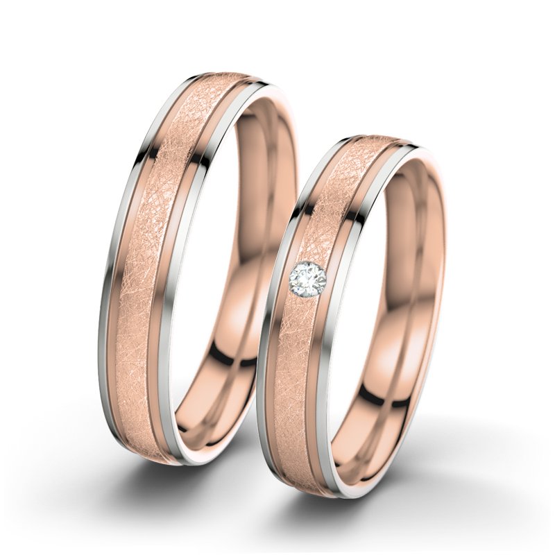 Diamantring Hera F4, Rotgold 375 eismatt, von vorn