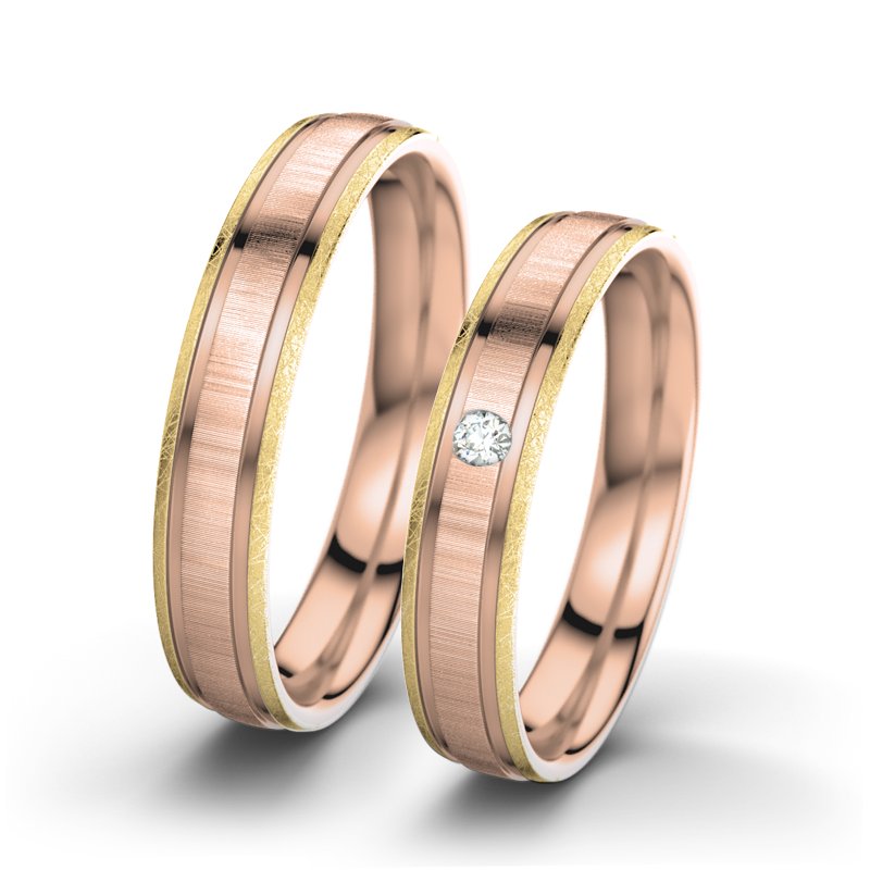 Diamantring Hera F4, Rotgold 750 quermatt, von vorn