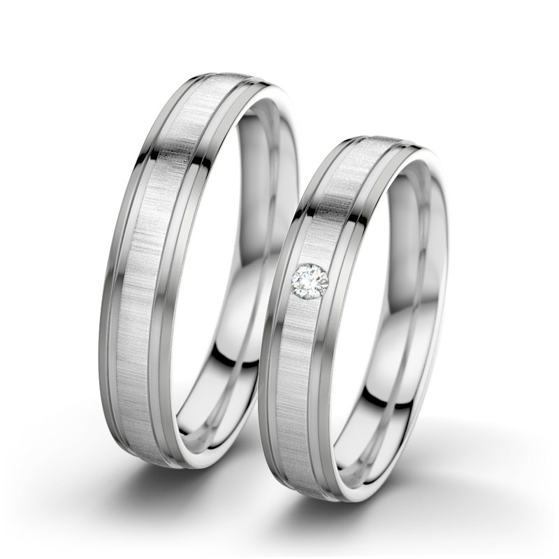 Diamantring Hera F4, Weißgold 585 quermatt, von vorn