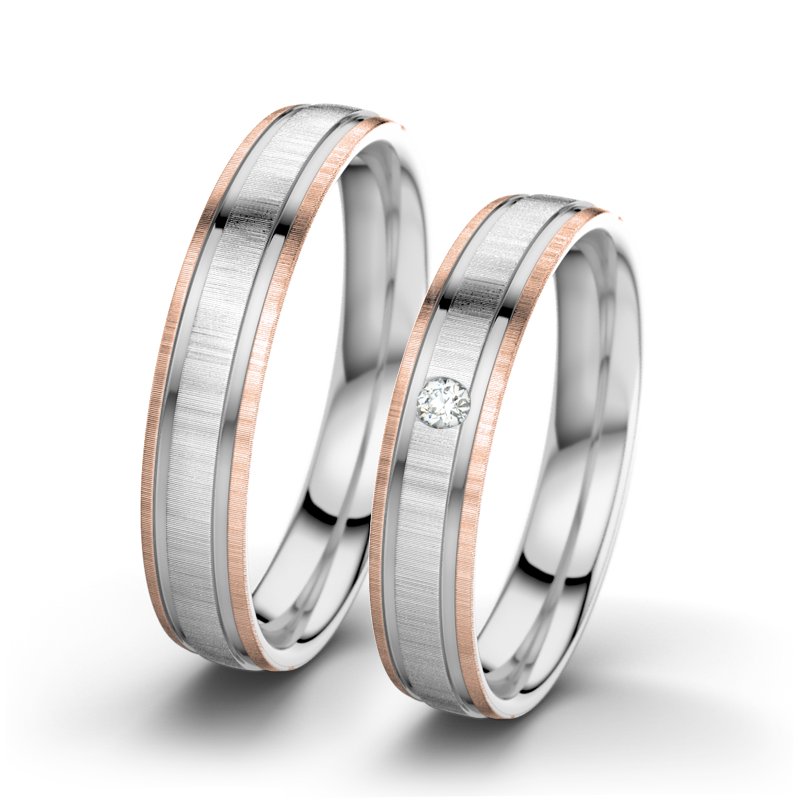 Diamantring Hera F4, Weißgold 585 quermatt, von vorn