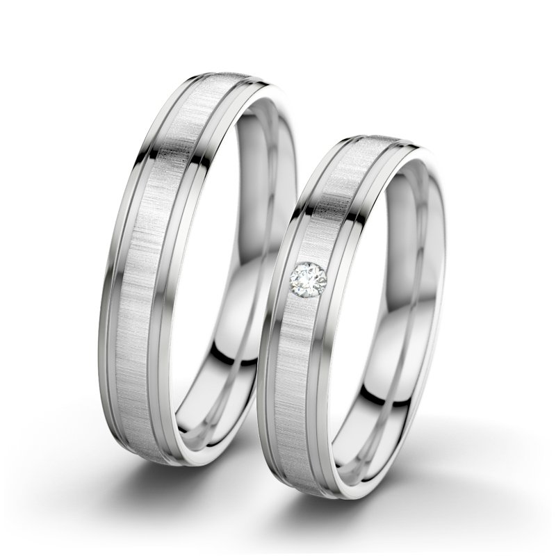 Diamantring Hera F4, Weißgold 585 quermatt, von vorn