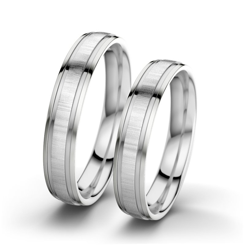 Kein Stein Weißgold quermattring Hera F4, Weißgold 375 quermatt, von vorn