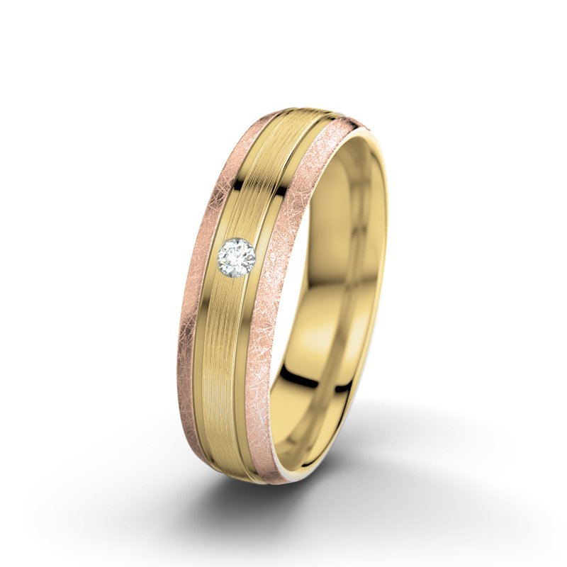 Diamantring Hera F5, Gelbgold 585 längsmatt, von vorn