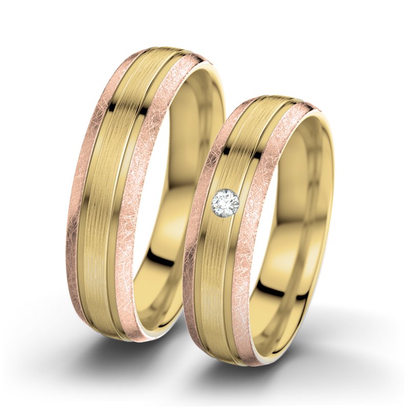Diamantring Hera F5, Gelbgold 585 längsmatt, von vorn