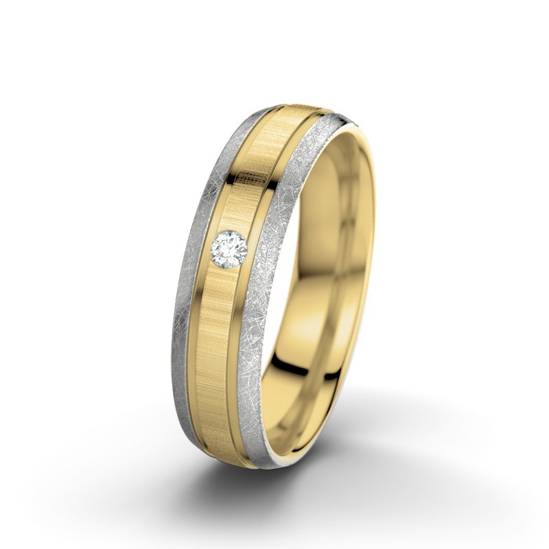 Diamantring Hera F5, Gelbgold 585 quermatt, von vorn