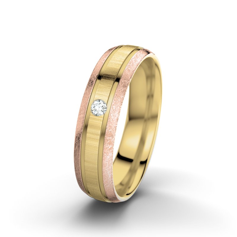 Diamantring Hera F5, Gelbgold 375 quermatt, von vorn