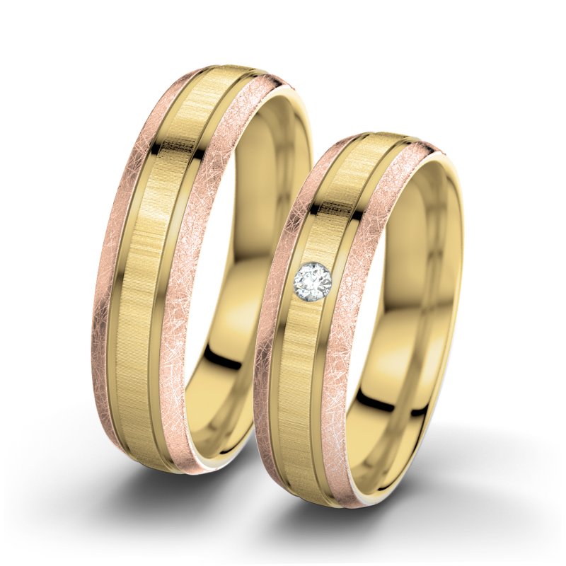 Diamantring Hera F5, Gelbgold 375 quermatt, von vorn