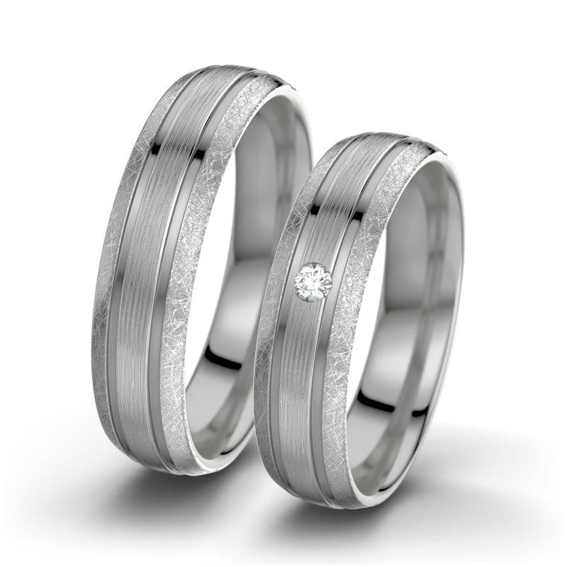 Diamantring Hera F5, Platinum 600 längsmatt, von vorn