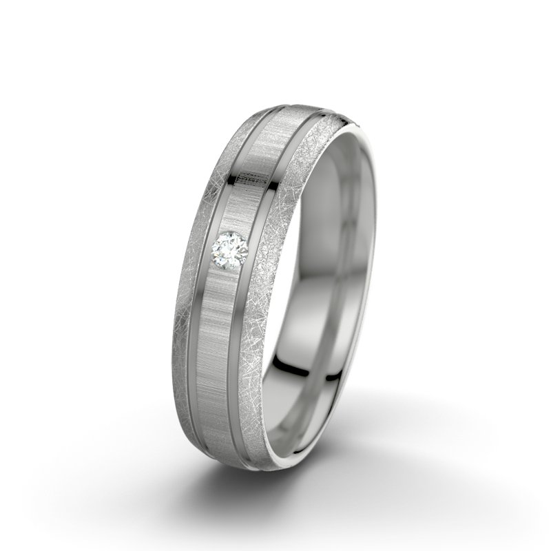 Diamantring Hera F5, Platinum 600 quermatt, von vorn