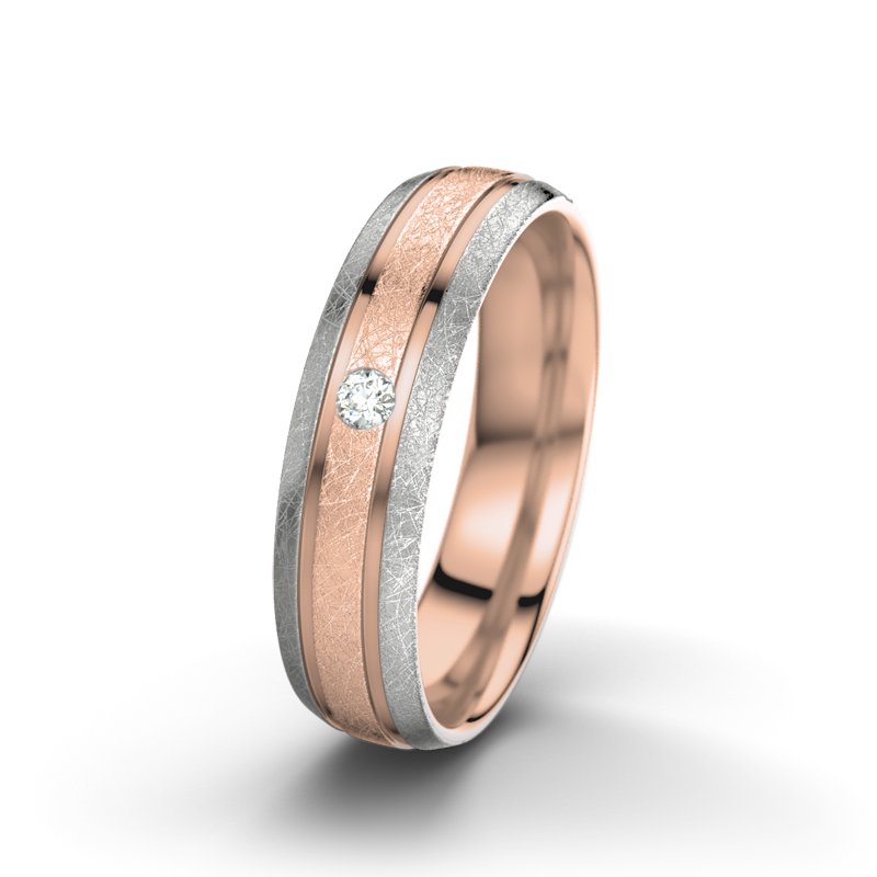 Diamantring Hera F5, Rotgold 585 eismatt, von vorn
