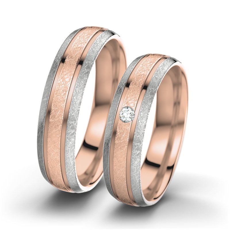 Diamantring Hera F5, Rotgold 585 eismatt, von vorn