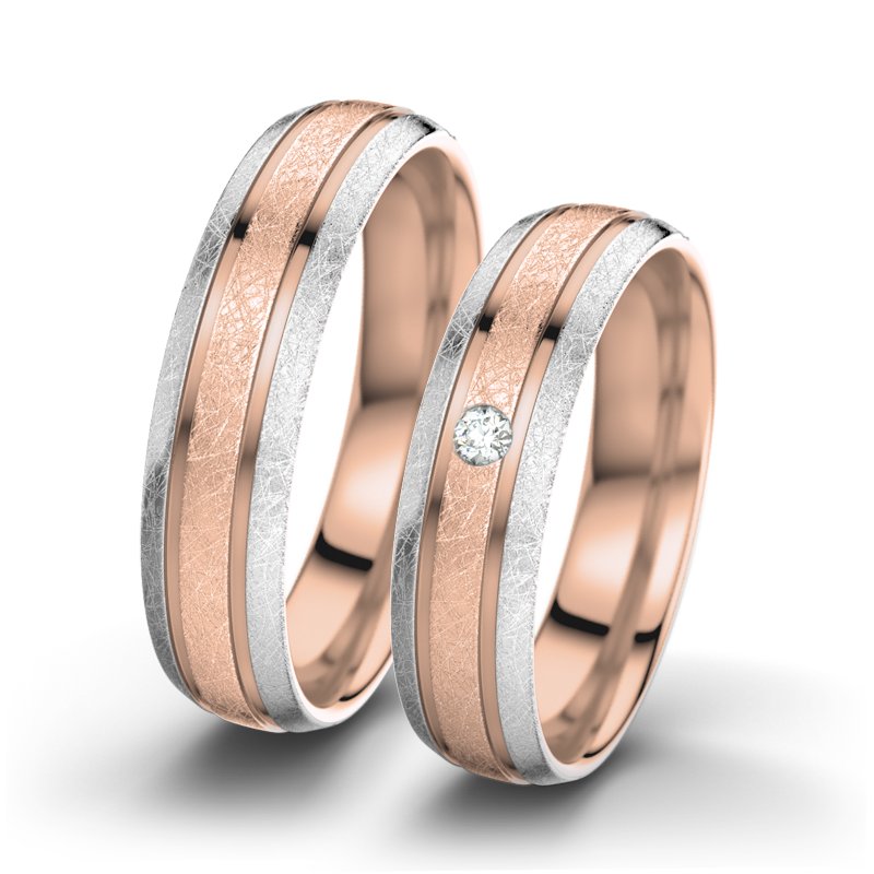 Diamantring Hera F5, Rotgold 750 eismatt, von vorn