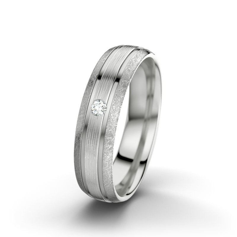 Diamantring Hera F5, Sterlingsilber 925 längsmatt, von vorn