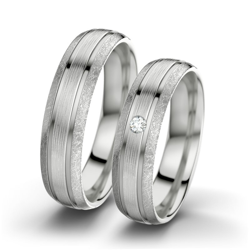 Diamantring Hera F5, Sterlingsilber 925 längsmatt, von vorn