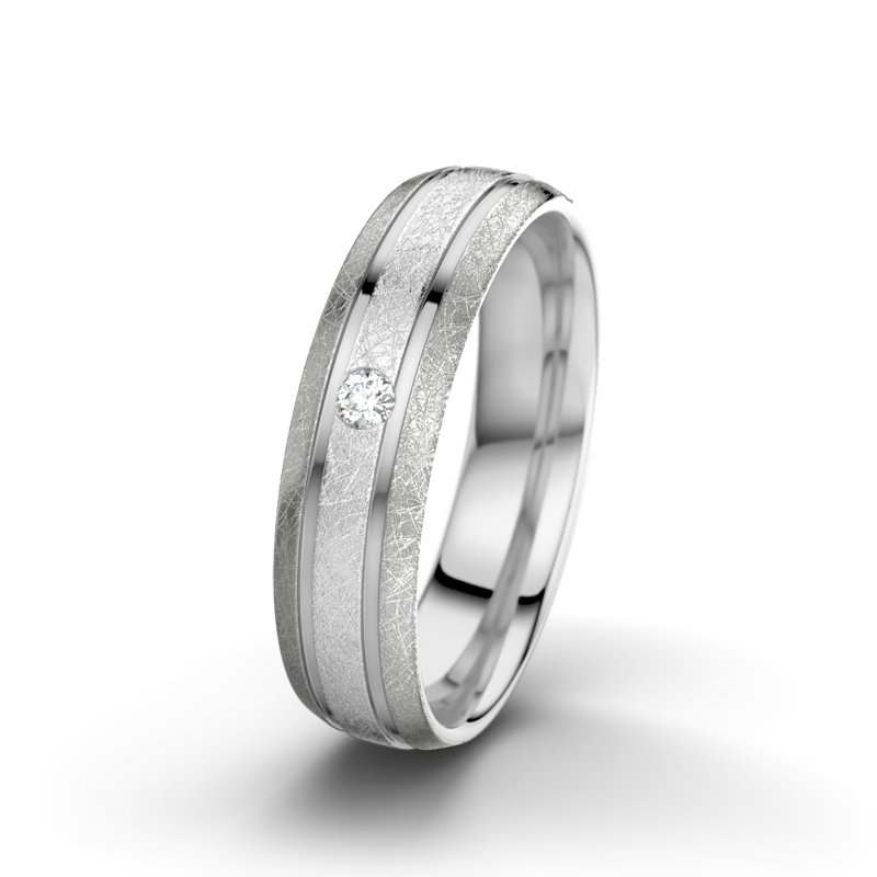 Diamantring Hera F5, Weißgold 585 eismatt, von vorn