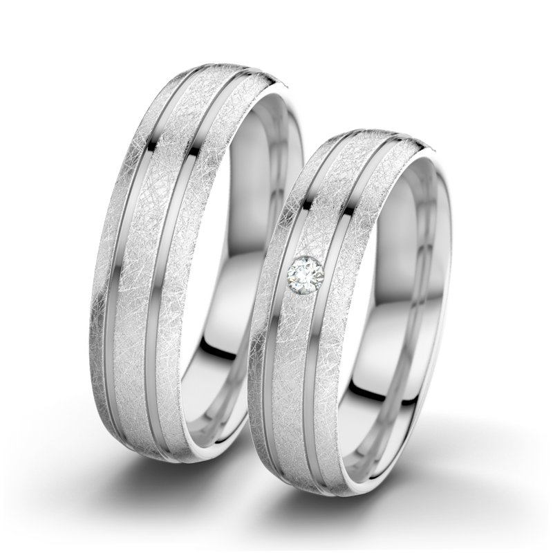 Diamantring Hera F5, Weißgold 585 eismatt, von vorn