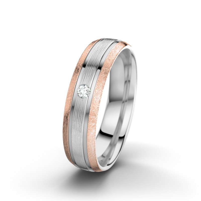 Diamantring Hera F5, Weißgold 585 längsmatt, von vorn