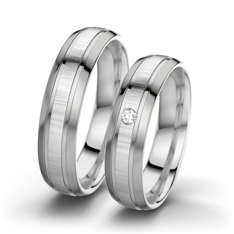 Diamantring Hera F5, Weißgold 375 quermatt, von vorn