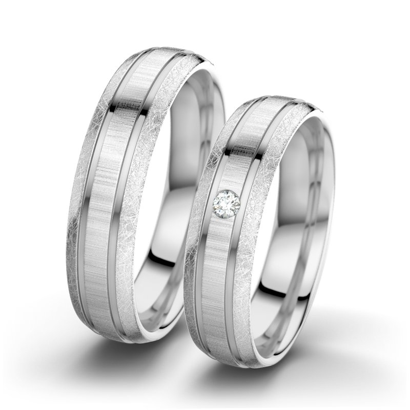 Diamantring Hera F5, Weißgold 375 quermatt, von vorn