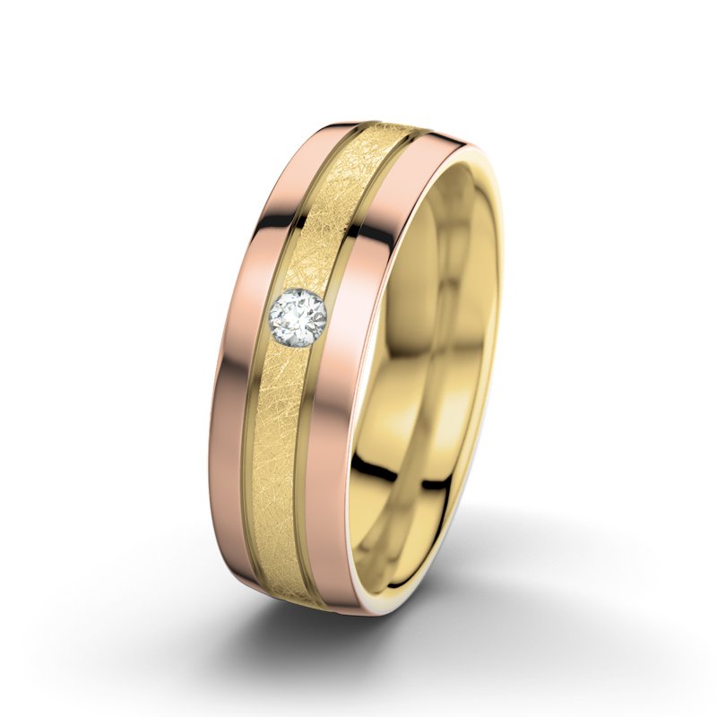 Diamantring Hera F6, Gelbgold 585 eismatt, von vorn