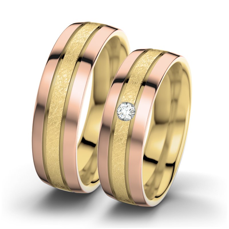 Diamantring Hera F6, Gelbgold 585 eismatt, von vorn
