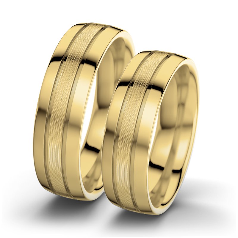Kein Stein Gelbgold längsmattring Hera F6, Gelbgold 585 längsmatt, von vorn