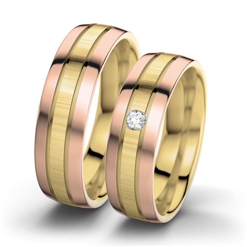 Diamantring Hera F6, Gelbgold 585 quermatt, von vorn