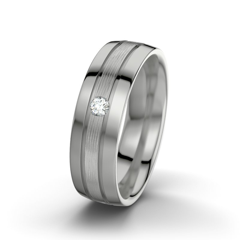 Diamantring Hera F6, Palladium 585 längsmatt, von vorn