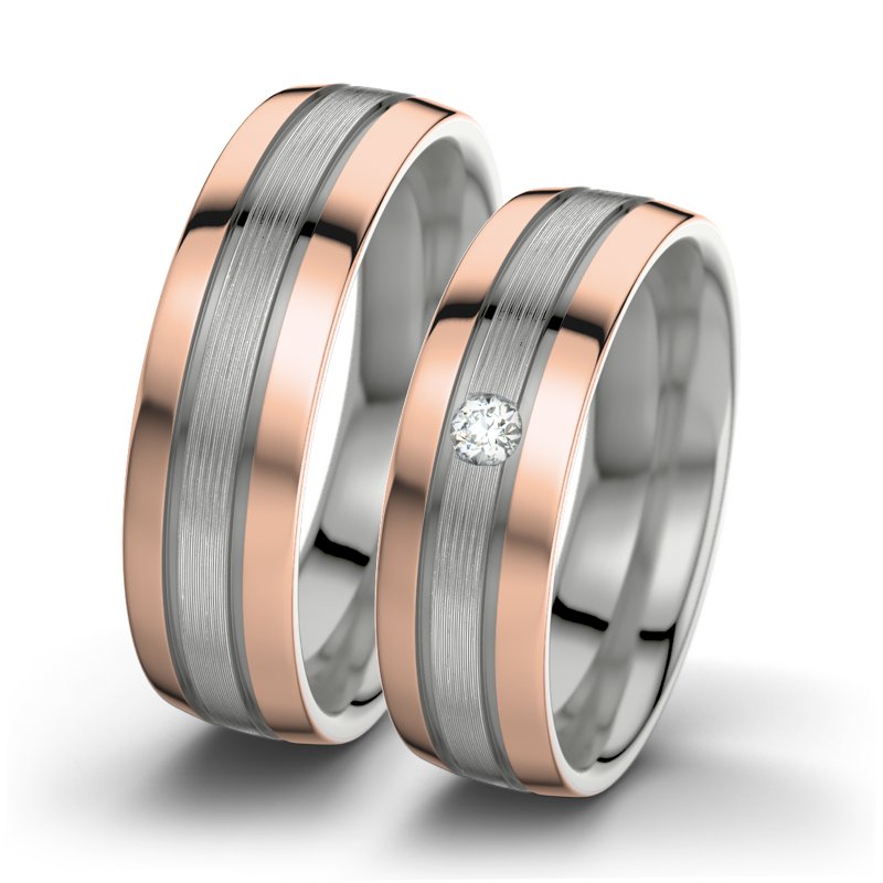 Diamantring Hera F6, Palladium 585 längsmatt, von vorn