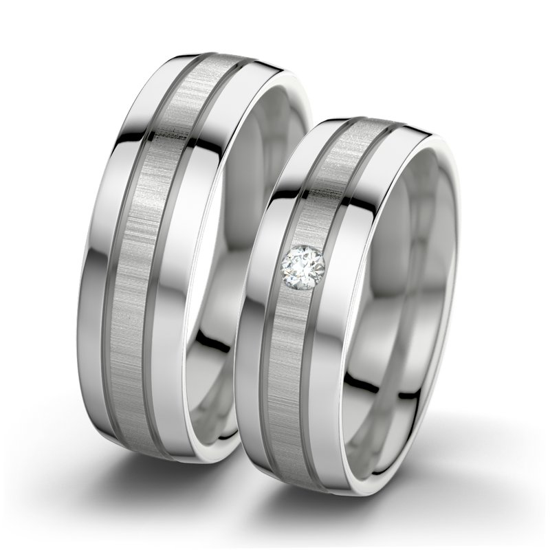 Diamantring Hera F6, Palladium 585 quermatt, von vorn