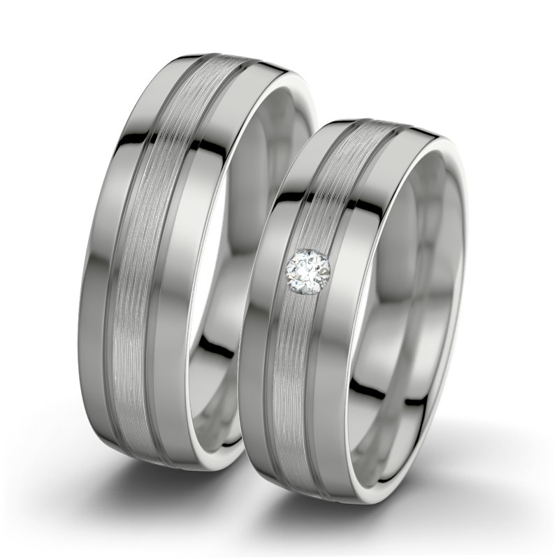 Diamantring Hera F6, Platinum 600 längsmatt, von vorn