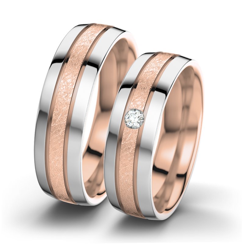 Diamantring Hera F6, Rotgold 750 eismatt, von vorn