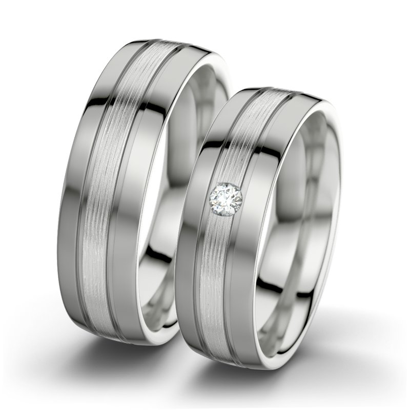 Diamantring Hera F6, Sterlingsilber 925 längsmatt, von vorn