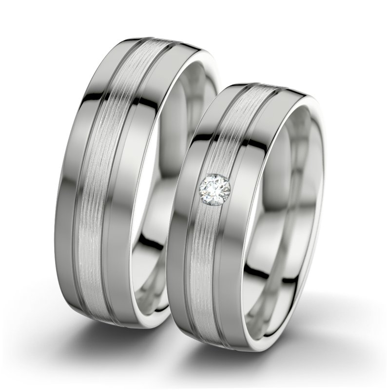 Diamantring Hera F6, Sterlingsilber 925 längsmatt, von vorn