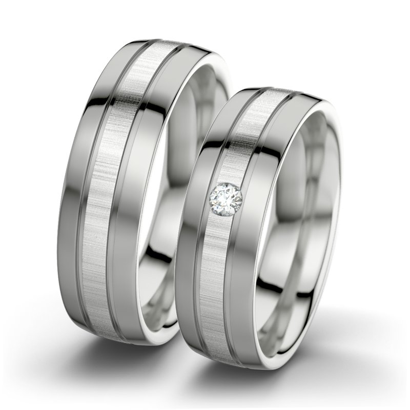 Diamantring Hera F6, Sterlingsilber 925 quermatt, von vorn