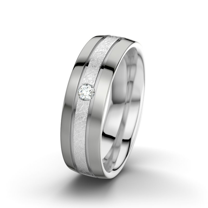Diamantring Hera F6, Weißgold 585 eismatt, von vorn