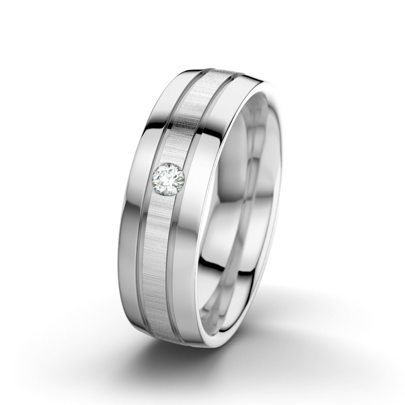Diamantring Hera F6, Weißgold 585 quermatt, von vorn