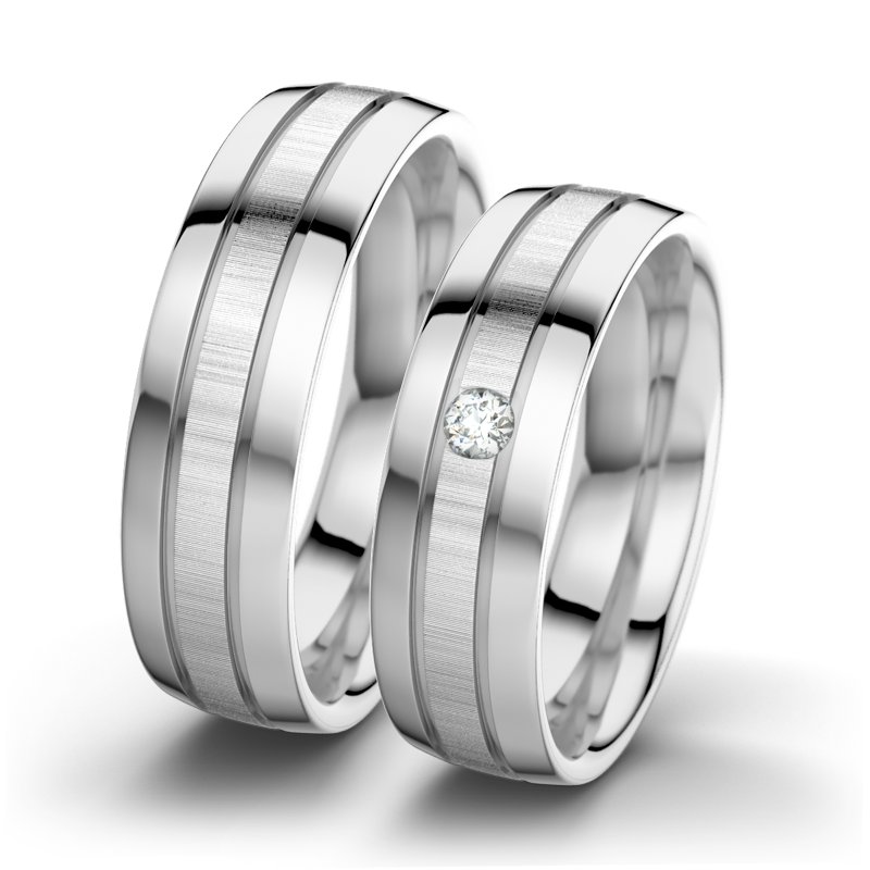 Diamantring Hera F6, Weißgold 585 quermatt, von vorn