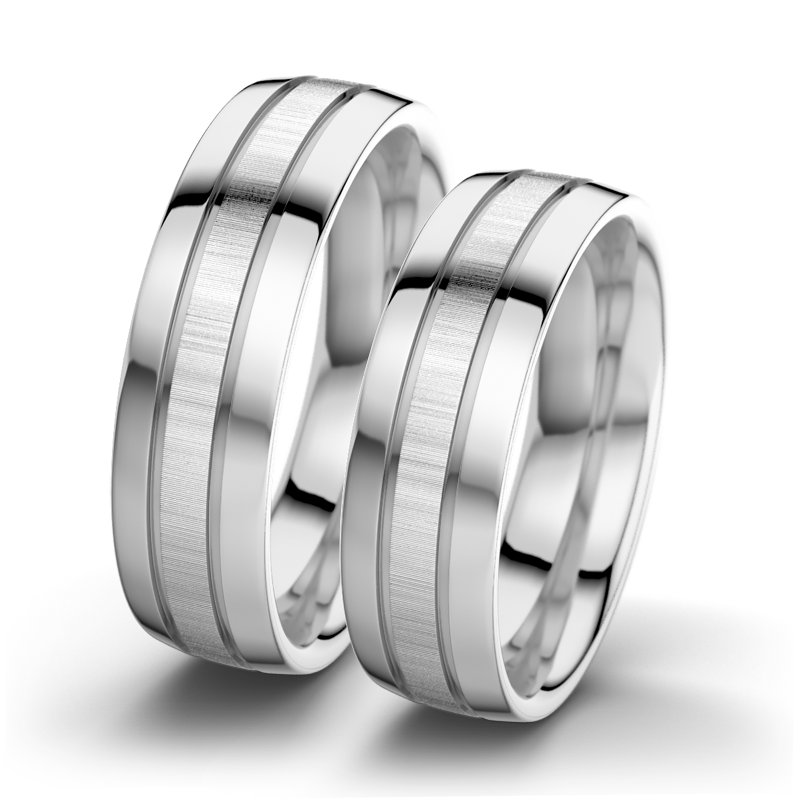 Kein Stein Weißgold quermattring Hera F6, Weißgold 585 quermatt, von vorn