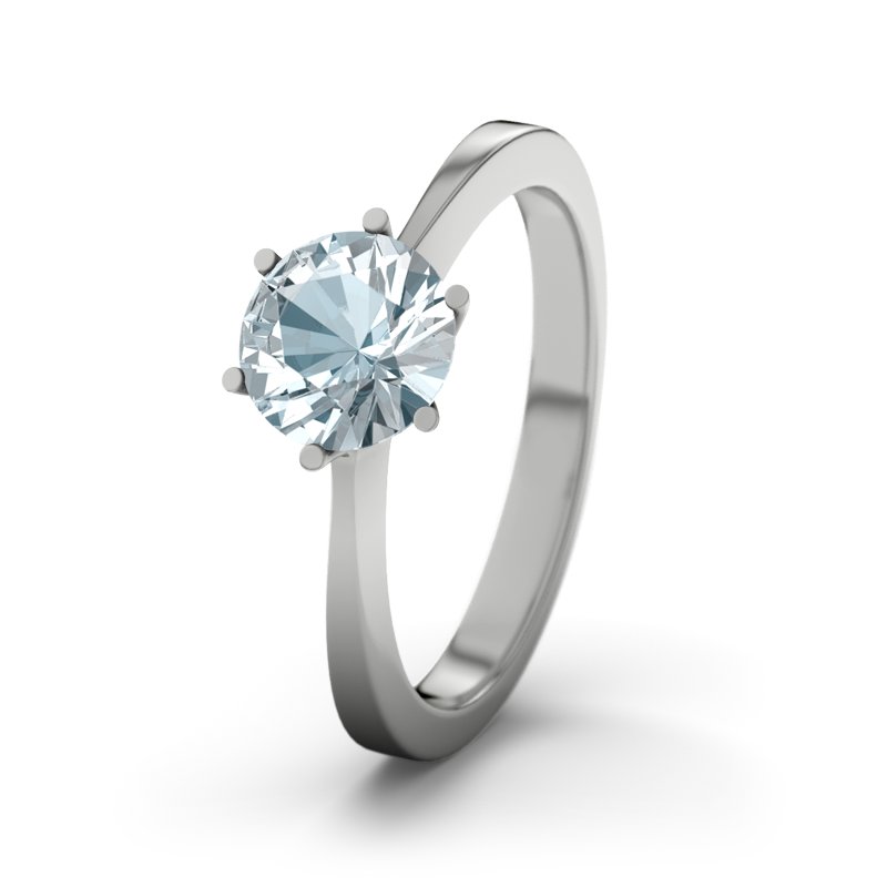 Aquamarin Platinumring Idaho, Platinum 950, von vorn